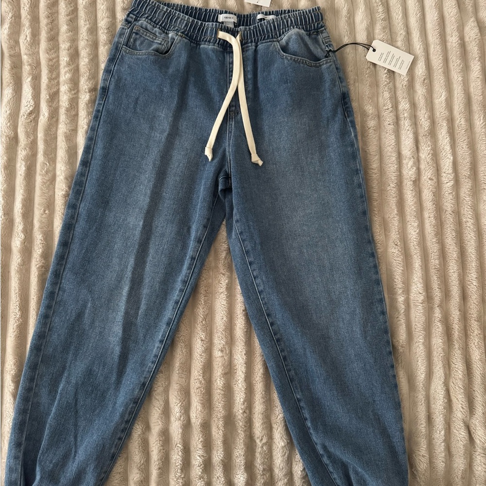 Forever 21- Denim Jogger Pants with Drawstring